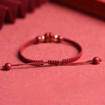 Buddha Stones Four Leaf Clover Five-petal Flower Cinnabar Blessing Red String Bracelet Bracelet BS 6