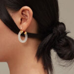 Buddha Stones Round Jade White Jade Prosperity Earrings Earrings BS 10