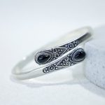 Buddha Stones Zircon Water Drop Pattern Healing Cuff Bracelet Bangle Bracelet Bangle BS Black Zircon