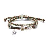 Buddha Stones 925 Sterling Silver Swastika Wheat Pattern Handmade Luck Bracelet Bracelet BS 2