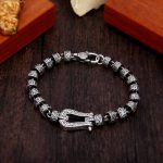 Buddha Stones Tang Dynasty Flower Design Copper Luck Buckle Bracelet Bracelet BS 22cm fit for Wrist Circumference 20cm