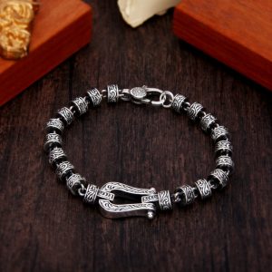 Buddha Stones Tang Dynasty Flower Design Copper Luck Buckle Bracelet Bracelet BS 22cm fit for Wrist Circumference 20cm
