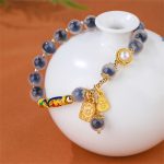 Buddha Stones Natural Blue Candy Agate Amulet Strength Bracelet Bracelet BS 1