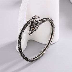 Buddha Stones Dragon Scales Pattern Luck Protection Bracelet Bangle Bracelet Bangle BS 58mm