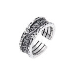 Buddha Stones 925 Sterling Silver Retro Tang Dynasty Flower Design Luck Adjustable Ring Ring BS Tang Dynasty Flower Design(Luck♥Vibrant)
