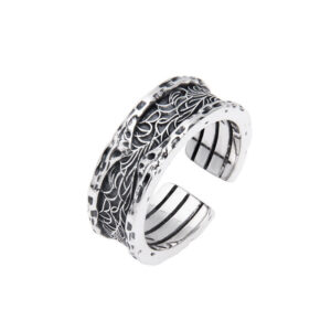 Buddha Stones 925 Sterling Silver Retro Tang Dynasty Flower Design Luck Adjustable Ring Ring BS Tang Dynasty Flower Design(Luck♥Vibrant)