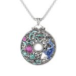 Buddha Stones Koi Fish Lotus Peace Buckle Fu Character Wealth Luck Necklace Pendant Necklaces & Pendants BS 4