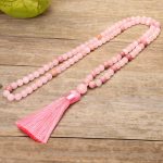 Buddha Stones 108 Mala Beads Pink Crystal Love Tassel Bracelet Mala Bracelet BS 8