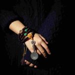 Buddha Stones Tibet 108 Mala Beads Purple Bodhi Seed Bagua Vajra Auspiciousness Bracelet Mala Bracelet BS 5