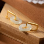 Buddha Stones 925 Sterling Silver Round White Jade Happiness Blessing Earrings Earrings BS 2