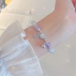 Buddha Stones Cat's Eye Amethyst Fu Character Bell Charm Support Bracelet Bracelet BS 1