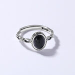 Buddha Stones 925 Sterling Silver Black Onyx Fortune Ring Ring BS 7