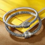 Buddha Stones Tibetan Auspicious Clouds Om Mani Padme Hum Engraved Creativity Bracelet Bangle Bracelet Bangle BS 1