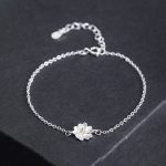 Buddha Stones 925 Sterling Silver Cherry Blossom Blessing Chain Bracelet Bracelet BS 925 Sterling Silver