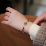 Buddha Stones Natural Hetian Jade Red Agate Peace Buckle Lucky Fortune Bracelet Bracelet BS 4