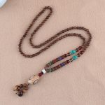 Buddha Stones Tibetan Wenge Wood Bodhi Seed Agate Elephant Protection Necklace Pendant Necklaces & Pendants BS Wenge Wood&Bodhi Seed