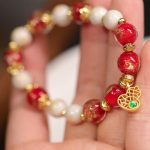 Buddha Stones Gourd God Of Wealth Charm Fortune Liuli Glass Bead Incense Ash Porcelain Bead Bracelet Bracelet BS 3