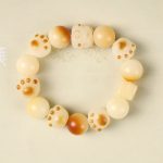 Buddha Stones Natural Bodhi Seed Sandalwood Lucky Cute Cat Head Paw Claw Peace Bracelet Bracelet BS 20