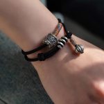 Buddha Stones Tibetan Om Mani Padme Hum Carved Amulet Double Wrap Bracelet Bracelet BS 10