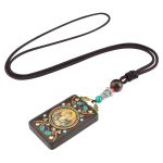 Buddha Stones Tibet God of Wealth Thangka Ebony Peace Necklace Pendant Necklaces & Pendants BS 11