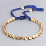 Buddha Stones Tibetan Copper Beads Healing Luck Bracelet Bracelet BS Blue rope