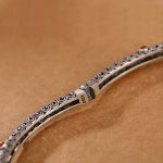 Vintage Tang Dynasty Flower Design Engraved Red Agate Copper Luck Bracelet Bangle - image 13