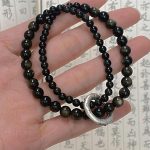 Buddha Stones 999 Sterling Silver Black Obsidian Fulfillment Strength Double Layer Bracelet Bracelet BS 2