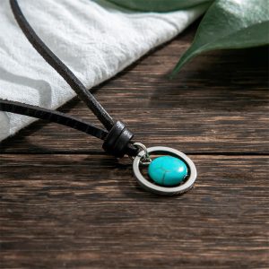Buddha Stones Round Turquoise Stone Protection Strength Necklace Pendant Necklaces & Pendants BS Turquoise(Purification♥Protection)
