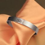 Buddha Stones Tibetan OM Symbol Mindfulness Cuff Bracelet Bangle Bracelet Bangle BS 5