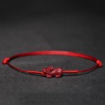 Buddha Stones Handmade Plum Blossom Four Leaf Clover PiXiu Lotus Koi Fish Cinnabar Blessing Braid Bracelet Bracelet BS Red(Wrist Circumference 14-19cm) Pixiu
