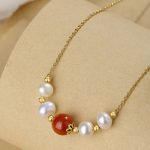 Buddha Stones 925 Sterling Silver Pearl Cinnabar Sincerity Healing Bead Chain Necklace Pendant