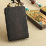 Buddha Stones Tibet God of Wealth Thangka Ebony Peace Necklace Pendant Necklaces & Pendants BS 18