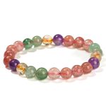 Buddha Stones Natural Multicolored Strawberry Quartz Love Healing Beaded Bracelet Bracelet BS 8
