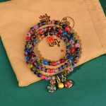 Buddha Stones Colorful Candy Agate Gold Swallowing Beast Family Strength Charm Triple Wrap Bracelet Bracelet BS 2