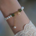 Buddha Stones Natural Pearl Hetian Jade Happiness Wisdom Bead Bracelet Bracelet BS 2