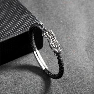 Dragon Leather Titanium Steel Luck Braided Bracelet Bangle (Extra 30% Off | USE CODE: FS30) Bracelet BS main