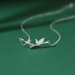 Buddha Stones Bamboo Leaf Design Copper Zircon Wealth Necklace Pendant Necklaces & Pendants BS 1