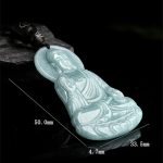 Buddha Stones Amitabha Buddha Natural Jade Lotus Amulet Compassion String Necklace Pendant Necklaces & Pendants BS 8