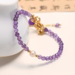Buddha Stones 14K Gold Plated Amethyst Crystal Healing Double Layer Chain Bracelet Bracelet BS 1