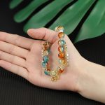 Buddha Stones Colorful Liuli Glass Bead Chinese Lock Charm Fortune Bracelet Bracelet BS 8