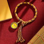 Buddha Stones Handmade Tibetan Five God Of Wealth Dragon Scale Rope Luck Braid Bracelet Bracelet BS Colorful Gold Yellow God of Wealth(Wrist Circumference 14-18cm)