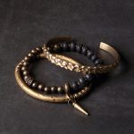 Buddha Stones Lava Rock Stone Copper Balance Cuff Bracelet Bangle Bracelet BS 18