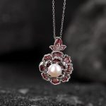 Buddha Stones 999 Sterling Silver Peony Flower Pearl Healing Necklace Pendant Necklaces & Pendants BS 999 Sterling Silver