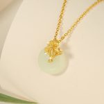 Buddha Stones 925 Sterling Silver Hetian Jade Ginkgo Leaves Prosperity Necklace Pendant Necklaces & Pendants BS 1