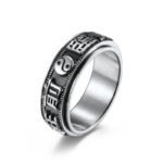 Buddha Stones Letter Words Balance Calm Titanium Steel Rotatable Ring Rings BS main