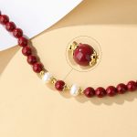 Buddha Stones 925 Sterling Silver Natural Cinnabar Pearl Blessing Necklace Pendant Bracelet Earrings Jewelry Set Bracelet Necklaces & Pendants BS 5