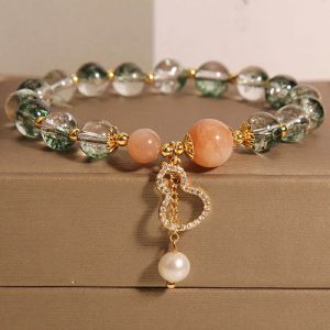 Buddha Stones Green Phantom Gourd Charm Confidence Bracelet 1