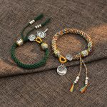 Buddha Stones Handmade Tibetan Om Mani Padme Hum Fu Character Luck Fortune Braided Bracelet Bracelet BS 8