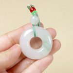 Buddha Stones Natural Jade Peace Buckle Prosperity Necklace Pendant Necklaces & Pendants BS 6