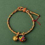 Buddha Stones Colorful Rope Luck Handmade Zongzi Golden Ball Charm Bracelet Bracelet BS Yellow Colorful Zongzi Golden Ball&Red String Adult(Wrist Circumference 16-19cm)